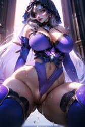 1girls ai_generated black_swan_(honkai:_star_rail) cameltoe curvaceous curvy dripping dripping_pussy gigantic_breasts honkai:_star_rail huge_breasts large_breasts mizaraiart partially_visible_vulva pussy_juice pussy_juice_drip pussy_juice_trail solo spread_legs stable_diffusion tagme thick_thighs voluptuous wedgie wet wet_pussy wide_hips