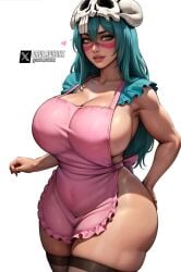 1girls ai_generated apron apron_only big_ass big_breasts big_butt bleach bleach:_the_thousand-year_blood_war cleavage daulawkins green_eyes green_hair housewife large_breasts looking_at_viewer milf nelliel_tu_odelschwanck sideboob solo stable_diffusion thick thick_lips thick_thighs thighhighs thighs voluptuous