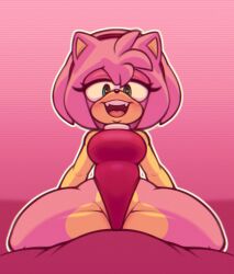 2d 2d_artwork amy_rose big_breasts big_thighs clothed clothing cocomaniadx eyelashes fangs green_eyes leotard sega sonic_(series) sonic_the_hedgehog_(series) stunnerpony thick_ass thick_hips thick_legs thick_thighs