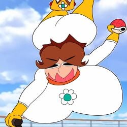 big_ass bodysuit breasts_bigger_than_head casual clothed fat female female_only hanging_breasts huge_ass huge_breasts mario_(series) mario_kart nintendo princess_daisy public teaset_haliley