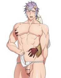 2boys bar_censor blush fire_emblem fire_emblem_heroes fondling gay groping hrid_(fire_emblem) kiran_(fire_emblem) loincloth male male_only muscular muscular_male nipples pec_grab pec_grasp pectorals penis squeezing sweatdrop yaoi