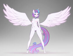 aged_up alicorn anthro anthrofied bedroom_eyes blush choker equid female flurry_heart_(mlp) friendship_is_magic genitals hasbro heart hi_res horn jewelry looking_at_viewer mammal my_little_pony narrowed_eyes necklace nipples nude pussy scorpdk seductive solo spread_wings wings