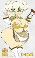 armor bcdickchix bcfuta blizzard_entertainment brendancorris chromie futanari gnome gnome_(warcraft) hourglass humanoid intersex pale_skin shortstack