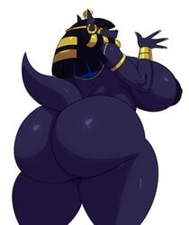 1girls 2019 absurd_res alternate_version_available anthro anubian_jackal anubis areola areolae arm_up arms_up big_ass big_breasts big_butt big_thighs black_eyes black_fur black_sclera bracelet canine dark_skin dog_ears earring edit egypt egyptian egyptian_clothes egyptian_mythology eyeshadow female furry high_resolution highres jackal jackal_humanoid jewelry looking_at_viewer nipples nude nude_female ratoncillo serious simple_background simple_shading snake_hair solo sssonic2 tail thunder_thighs white_background yellow_nails yellow_pupils