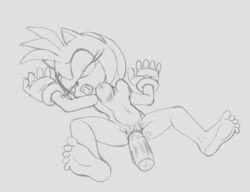 amy_rose anthro bodily_fluids bouncing_breasts breasts disembodied_penis eulipotyphlan faceless_male feet female fours_(artist) genital_fluids genitals hedgehog looking_pleasured lying male mammal on_back open_mouth penis pussy_juice solo sonic_(series) sonic_the_hedgehog_(series) vaginal_penetration wristcuffs