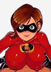 biting_lip disney elastigirl eyemask female_superhero hakkwolf helen_parr mask paizuri partial_male penis pixar smooth_skin spandex superhero superheroine the_incredibles tight_clothing titjob