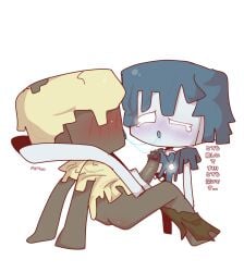 2025 2boys angelic_ama cuntboy hi_res highres husk_(minecraft) intersex japanese_text male minecraft minecraft_mob mojang skeleton stray_(minecraft) tagme toony