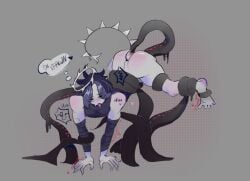 1other ambiguous_gender black_hair black_tentacles forsaken_(roblox) grey_background heart heart_symbol no_visible_penis nonbinary nonbinary_(lore) penis roblox roblox_game self_upload tail tentacle tentacle_sex two_time_(forsaken) white_body