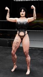 3d 4k big_breasts dark_hair hi_res light_skin mehlabs rhea_ripley tattoo voluptuous voluptuous_female wrestling wwe
