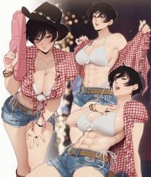 abs alluring armpits asian asian_female athletic_female attack_on_titan belly belly_button big_breasts bikini bikini_top bikini_top_only blouse blouse_partially_removed blush breasts chiseled_abs chiseled_body cleavage cosplay cowgirl cowgirl_outfit female female_abs female_focus female_only fit_female hanpetos kwon_eun-bi kwon_eun-bi_(cosplay) mikasa_ackerman muscular muscular_abs seductive sexy sexy_body sexy_pose shingeki_no_kyojin short_hair short_hair_female short_shorts sideboob wasian_girl waterbomb