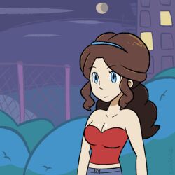 alien alien_girl alien_transformation animated bald big_ditt_(chabble) blue blue_eyes breast breast_expansion brown building bushes chabble ditto elgyem expansion female female_only fence green_eyes green_skin hair mother_(pokemon_bw) night no_mouth pokemon pokemon_(species) pokemon_bw pokemon_transformation slime species_transformation tagme tail transformation