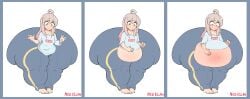 anxious ass_bigger_than_torso belly belly_expansion belly_inflation blue_pants blush brown_eyes cowlick edit edited expansion fair_skin female gigantic_ass huge_ass long_hair neo_killah nervous onii-chan_wa_oshimai! oyama_mahiro pink_hair sequence solo sweat_pants