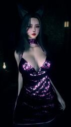 1girls 3d 4k ahri ahri_(league_of_legends) animal_ears beauty_mark big_breasts black_hair breasts chromatic_aberration crashbanditkut dress eyeshadow female female_focus fox fox_ears fox_girl glitter green_eyes hair hi_res high_resolution highres league_of_legends light-skinned_female light_skin lips lipstick long_hair long_nails looking_at_viewer makeup mole mole_under_eye nail_polish nails red_lipstick riot_games solo video_game_character video_games virt-a-mate virtamate