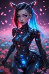 ai_generated android blue_eyes blue_hair femboy futanari gabbzy penis