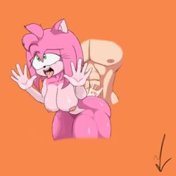 abs ahegao amy_rose big_breasts breasts cum faceless_male fucked_silly furry green_eyes human human_on_anthro human_on_furry impregnation_risk inmersion_(artist) male_human/female_anthro male_on_anthro muscular_female nipples nude pink_hair shortstack simple_background sonic_(series) thick_thighs wet