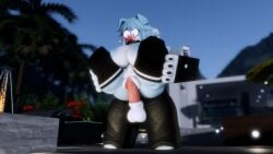 3d bigger_male blue_fur canine canine feline feline female_focus furry furry_only male/female nekomaniaa roblox roblox_avatar robloxian self_upload size_difference small_sub_big_dom smaller_female white_fur