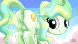 16:9 2020 animal_genitalia animal_pussy anus ass blonde_hair blue_hair blue_tail cloud crotchboobs cutie_mark digital_media_(artwork) equid equine equine_anus equine_pussy female feral friendship_is_magic genitals green_eyes green_hair green_tail hair hasbro hi_res long_hair looking_at_viewer looking_back mammal multicolored_hair my_little_pony mysticalpha pegasus pussy rear_view signature sky solo text url vapor_trail_(mlp) widescreen wings yellow_tail