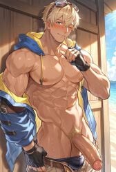 ai_generated bara gay granblue_fantasy joel_(granblue_fantasy) male male_focus male_only muscular muscular_male yaoi
