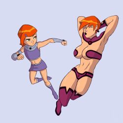 2girls armpits ben_10 cosplay dc dc_comics female female_only future_gwen gwen_tennyson starfire starfire_(cosplay) teen_titans