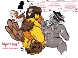 anal_sex armpit_hair beard beard_stubble belly belly_bulge body_hair chance_(forsaken) chicken chicken_humanoid chubby chubby_male dick fat fat_ass fat_butt fat_male feathers forsaken forsaken_(roblox) humanoid male male/male male_only non_human_genitalia older_male penis precum roblox scar shades shedletsky shedletsky_(forsaken) stretchmarks wings wings_on_head