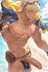 ai_generated bara gay granblue_fantasy joel_(granblue_fantasy) male male_focus male_only muscular muscular_male yaoi