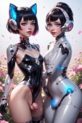 2boys ai_generated android blue_eyes blush femboy futanari gabbzy gay penis