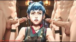 absurd_res ai ai_art ai_generated arcane arcane_jinx ass azure993 blue_hair breasts cumshot erection female female_focus gigantic_cock gigantic_dick girly handjob hi_res high_quality high_resolution highres indoors jinx_(league_of_legends) large_cock large_dick lips lipstick long_hair looking_at_viewer looking_down makeup monster_cock monster_dick nipples nude open_mouth parted_lips penis powder_(arcane) pussy riot_games ripped_clothing sex solo_focus spread_legs straight testicles thighs uncensored