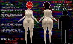 3d 3d_(artwork) ass breasts female masteryorg0 metallic_body object_head sign sign_head static_background stop_sign thick_thighs
