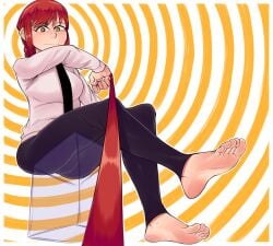 1girls alternate_version_available barefoot bottomwear chainsaw_man clothed clothing female foot_fetish foot_focus highres human leash leashed_pov looking_at_viewer makima_(chainsaw_man) pov pov_feet soles solo textless_version tinsay_(artist) topwear