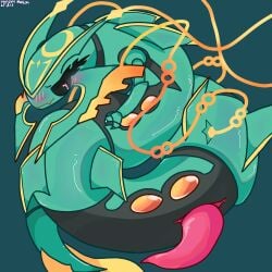 absurd_res digital_media_(artwork) dragon eastern_dragon feral generation_3_pokemon generation_6_pokemon genitals green_body hi_res legendary_pokemon long_body male mega_evolution mega_rayquaza mythological_creature mythological_scalie mythology nintendo penis pokemon pokemon_(species) rayquaza red_eyes scalie sex simple_background smile solo tail venom_melon