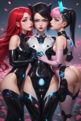 ai_generated android ass_focus blue_eyes femboy futanari gabbzy gay penis pink_hair