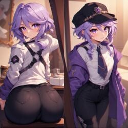 1boy ai_generated coat femboy lavender_hair male male_only perchance_ai purple_hair tagme thick_thighs wide_hips