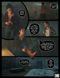 1boy 2girls 3d ass ass_grab auburn_hair black_hair boots bracelet canon_couple cleavage comic cowboy_boots crudbox3d dina_(the_last_of_us) drawing ellie_(the_last_of_us) ellie_williams female flannel_shirt getting_dressed hair_bun jeans male maroon_shirt penis sex the_last_of_us the_last_of_us_2 threesome white_shirt