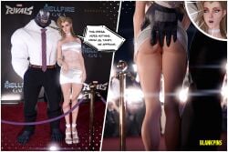 3d abs anus ass_grab athletic athletic_female big_breasts blankpins blonde_hair business_casual business_suit comic comic_page comic_panel dagger_(marvel) dagger_(marvel_rivals) dress dress_shirt elegant elegant_dress evening_gown fit_female gown handbag heels hellfire_gala high_heels legs light_skin light_skinned_female marvel marvel_rivals muscular_female no_panties nude_underneath pulling_skirt pussy pussy_juice red_carpet see-through see-through_clothing skimpy_clothes slim_girl thighs tie toned toned_female touching_ass venom venom_(marvel) venom_(marvel_rivals) white_dress