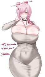 collarbone dongtan_lady_(k_pring)_(cosplay) huge_breasts indie_virtual_youtuber kuramekira mature_female mature_woman mole_under_eye mommy_kink navel overflowing_breasts ponytail tall_female virtual_youtuber