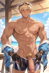 ai_generated bara gay granblue_fantasy joel_(granblue_fantasy) male male_focus male_only muscular muscular_male yaoi