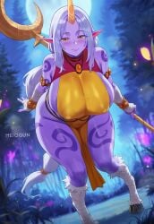 1girls absurd_res absurd_resolution absurdres bent_over big_breasts blurry_background breasts breasts_bigger_than_head breasts_out butterfly covered_nipples elf elf_ears elf_female female female_focus female_only fingernails forest grass grass_field hi_res high_quality high_resolution highres hooves horn huge_ass huge_breasts league_of_legends league_of_legends:_wild_rift long_hair meiogun outdoors outside purple_body seductive seductive_look seductive_smile smile smug smug_expression smug_face smug_grin smug_smile solo_female solo_focus soraka standing tattoo tattoo_on_chest tattoo_on_legs tattooed_arm tattoos thick_thighs thighhighs thighs tree trees white_hair wide_hips yellow_eyes