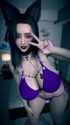 1girls 3d 4k accessory ahri ahri_(league_of_legends) animal_ears aqua_eyes beauty_mark bed bedroom bell belly belly_button big_breasts big_lips black_hair black_lipstick black_makeup blacked bra breasts breasts_bigger_than_head choker chromatic_aberration crashbanditkut earrings eyelashes eyeshadow female female_focus fit fit_female fox fox_ears fox_girl full_body glitter hair hi_res high_resolution highres league_of_legends light-skinned_female light_skin lingerie lips lipstick long_eyelashes long_hair long_nails looking_at_viewer makeup mole mole_under_eye nail_polish nails navel panties peace_sign qos qos_tattoo queen_of_spades queen_of_spades_symbol queen_of_spades_tattoo riot_games sexy solo spade_tattoo stockings thick_thighs thighs video_game_character video_games virt-a-mate virtamate