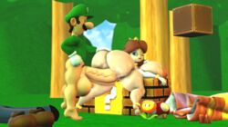 1boy 1girls 3d animated barefoot blue_eyes brown_hair clothed_sex couple doggy_style female female_penetrated forest from_behind gloves happy_sex huge_ass huge_balls huge_breasts huge_butt huge_cock jewelry luigi male male_penetrating male_penetrating_female mario_(series) mxp1985 nintendo outdoors princess_daisy romantic romantic_couple self_upload sex smile source_filmmaker straight super_mario_bros. vaginal_penetration vaginal_sex