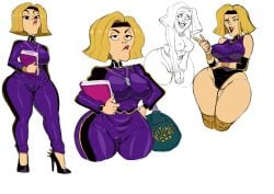 big_breasts blonde_female blonde_hair blonde_hair_female bottom_heavy breasts clothing coach coach_greer cougar_milf disney disney_xd erect_nipples erect_nipples_under_clothes female female_only jacket large_breasts leotard lipstick looking_at_viewer marvel marvel_comics mature mature_female milf mmilf moon_girl_and_devil_dinosaur mother nipples nipples_piercing pants pawg pierced_nipples rx120 solo thick_thighs thunder_thighs top_heavy wide_hips wrestling_outfit