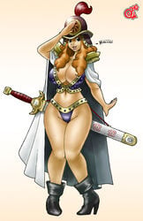 aphelandra breasts carmessi cleavage female female_only giant one_piece straight_hair wide_hips