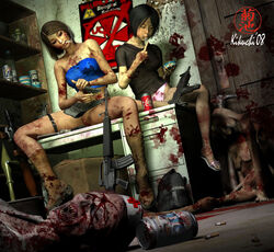 2girls 3d capcom female female_only guro human jill_valentine jill_valentine_(julia_voth) kikuchi resident_evil resident_evil_3 resident_evil_outbreak yoko_suzuki