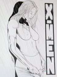 1girls female female_only g.w._fisher jean_grey marvel monochrome phoenix_(x-men) solo straight_hair x-men