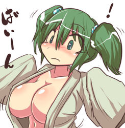 breasts green_hair hakika huge_breasts kisume lowres open_clothes open_shirt shirt short_twintails team_shanghai_alice tied_hair touhou twintails