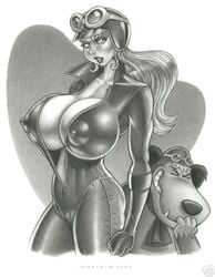 2006 alternate_breast_size monochrome muttley penelope_pitstop rinaldi tagme wacky_races