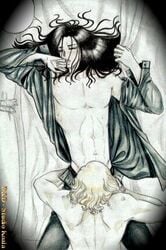 2boys lestat_de_lioncourt long_hair_male louis_de_pointe_du_lac male male_only oral the_vampire_chronicles_(franchise) vampire yaoi