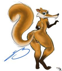 20th_century_fox 20th_century_studios anthro ass back_view blue_sky_studios color colored female female_only ice_age_(film) ice_age_(series) ice_age_dawn_of_the_dinosaurs looking_back nude raised_tail roary scratte_(ice_age) solo standing tagme