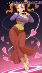 1girls 2025 ai_generated artist_name barefoot big_breasts big_breasts big_chest blowing_kiss breasts breasts breasts bust busty chest corset demon_tail dragon_quest dragon_quest_viii earrings electroworld female heart heart_background heart_hands heart_of_string heart_print hi_res high_quality high_resolution highres jessica_albert jewelry large_breasts long_hair orange_eyes patreon patreon_username solo stable_diffusion twintails watermark whip