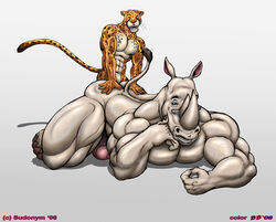 abs anal anal_sex anthro bb biceps cheetah feline fur furry gay interspecies male muscles no_humans penetration penis rhinoceros sex size_difference small_dom_big_sub sudonym