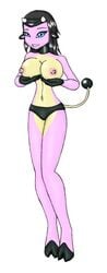 anthro breasts clothes color female female_only front_view fur furry gloves hooves horns miltank nipples pokemon sledge_(artist) solo standing tagme tail topless